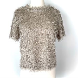 Zara Fuzzy Short Sleeve Top